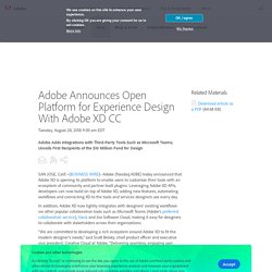 Announces Open Platform for Experience Design With Adobe XD CC