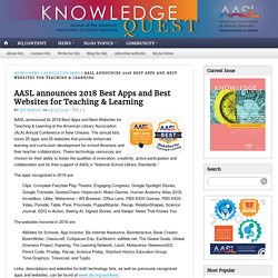 AASL announces 2018 Best Apps and Best Websites for Teaching & Learning