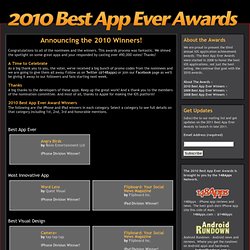 Announcing the winners of the 2010 Best App Ever iPhone Application Awards presented by 148Apps.com