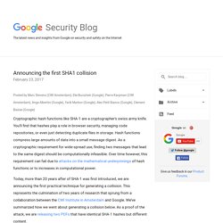 Google Online Security Blog: Announcing the first SHA1 collision