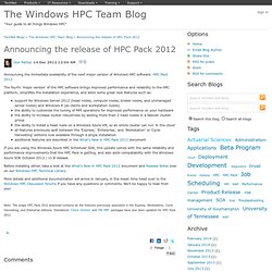 Announcing the release of HPC Pack 2012 - The Windows HPC Team Blog