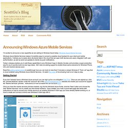 Announcing Windows Azure Mobile Services