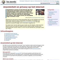 Anonimiteit en privacy op het internet