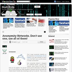 Anonymity Networks. Don't use one, use all of them!