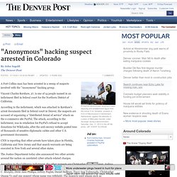 "Anonymous" hacking suspect arrested in Colorado