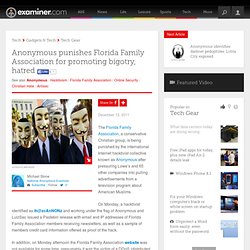 Anonymous punishes Florida Family Association for promoting bigotry, hatred - National Anonymous