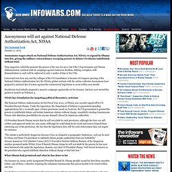 » Anonymous will act against National Defense Authorization Act, NDAA Alex Jones