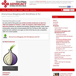 Anonymous Blogging with Wordpress & Tor