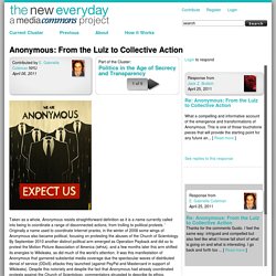 Anonymous: From the Lulz to Collective Action
