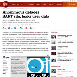 Anonymous defaces BART site, leaks user data