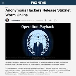 Anonymous Hackers Release Stuxnet Worm Online