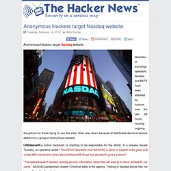 Anonymous Hackers target Nasdaq website