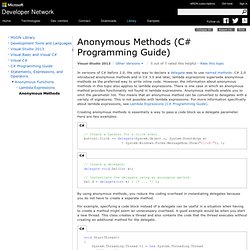 Anonymous Methods (C# Programming Guide)