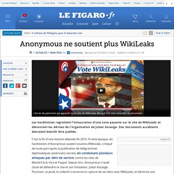 High-Tech : Anonymous ne soutient plus WikiLeaks
