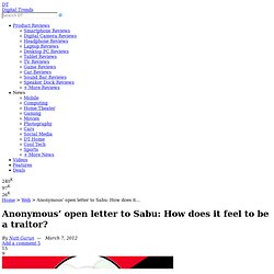 Anonymous’ open letter to Sabu: How does it feel to be a traitor?