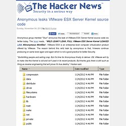 Anonymous leaks VMware ESX Server Kernel source code