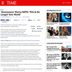 ‘Anonymous’ Warns NATO: ‘This Is No Longer Your World’