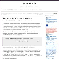 Another proof of Wilson’s Theorem » mixedmath