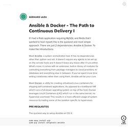 Ansible & Docker - The Path to Continuous Delivery I