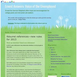 Voice of the Unemployed: Résumé references—new rules for 2013