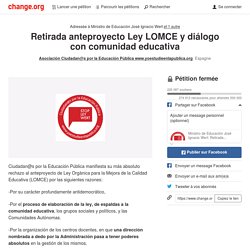 Ministro Educación José Ignacio Wert: Retirada anteproyecto Ley LOMCE y diálogo con comunidad educativa vía @change