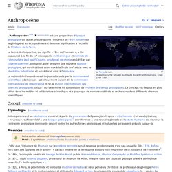 Anthropocène - terme popularisé en 1995