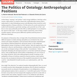 The Politics of Ontology: Anthropological Positions — Cultural Anthropology