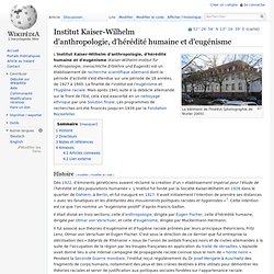 Institut Kaiser-Wilhelm d'anthropologie, d'hérédité humaine et d'eugénisme