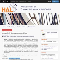 HAL-SHS - Sciences de l'Homme et de la Société - Anthropologie des usages du numérique