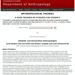 Symbolic and Interpretive Anthropologies - Anthropological Theories - Department of Anthropology - The University of Alabama