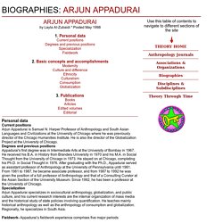 ANTHROPOLOGIST BIOGRAPHIES - Appadurai