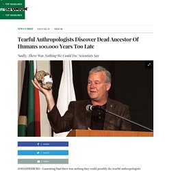 Tearful Anthropologists Discover Dead Ancestor Of Humans 100,000 Years Too Late