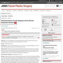 Anthropometric Facial Analysis of the African American Woman