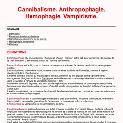 Cannibalisme, anthropophagie & hémophagie