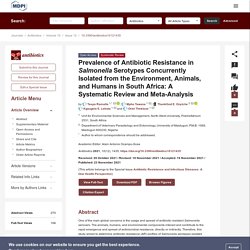 ANTIBIOTICS 23/11/21 Prevalence of Antibiotic Resistance in Salmonella Serotypes Concurrently Isolated from the Environment, Animals, and Humans in South Africa: A Systematic Review and Meta-Analysis