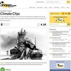 1912 Newspaper Article Anticipates Anthropogenic Global Warming