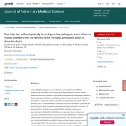 JOURNAL OF VETERINARY MEDICAL SCIENCE 04/11/21 Prior infection with antigenically heterologous low pathogenic avian influenza viruses interferes with the lethality of the H5 highly pathogenic strain in domestic ducks