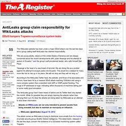 AntiLeaks group claim responsibility for WikiLeaks attacks