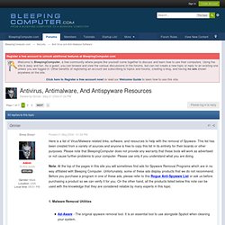 Antivirus, Antimalware, And Antispyware Resources - BleepingComputer.com - Aurora