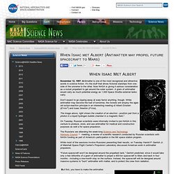 When Isaac met Albert (Antimatter may propel future spacecraft to Mars)