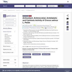 APPLIED SCIENCES 23/02/20 Antioxidant, Antimicrobial, Antidiabetic and Cytotoxic Activity of Crocus sativus L. Petals
