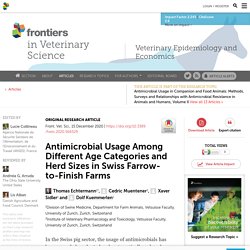 FRONT. VET. SCI. 15/12/20 Antimicrobial Usage Among Different Age Categories and Herd Sizes in Swiss Farrow-to-Finish Farms