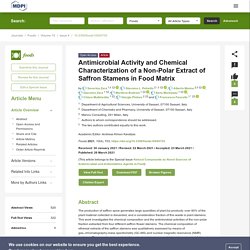 FOODS 26/03/21 Antimicrobial Activity and Chemical Characterization of a Non-Polar Extract of Saffron Stamens in Food Matrix