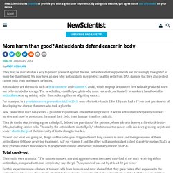 More harm than good? Antioxidants defend cancer in body