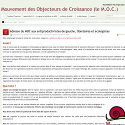 Adresse du MOC aux antiproductivistes de gauche, libertaires et écologistes