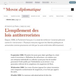 L’empilement des lois antiterroristes en France (Le Monde diplomatique, février 2015)