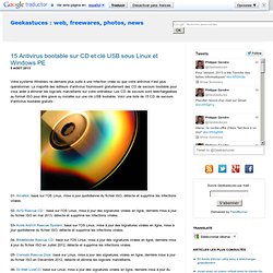 15 Antivirus bootable sur CD et clé USB sous Linux et Windows PE
