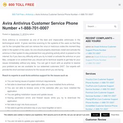 Avira Antivirus Customer Service Phone Number +1-888-701-0007