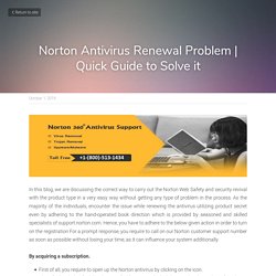 Norton Antivirus Renewal Problem