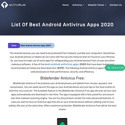 List Of Best Android Antivirus Apps 2020